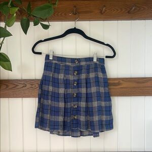 Lightweight Blue Gray Pleated Mini Skirt
